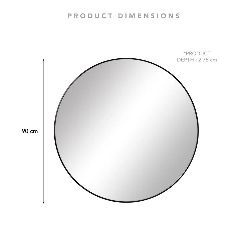Lucinda 90cm Round Wall Mirror Black