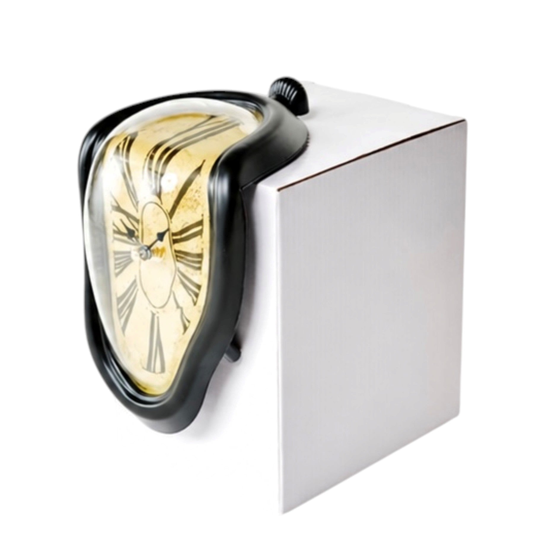 Hanging Dali Melting Clock 20cm - Black & Antique Yellow