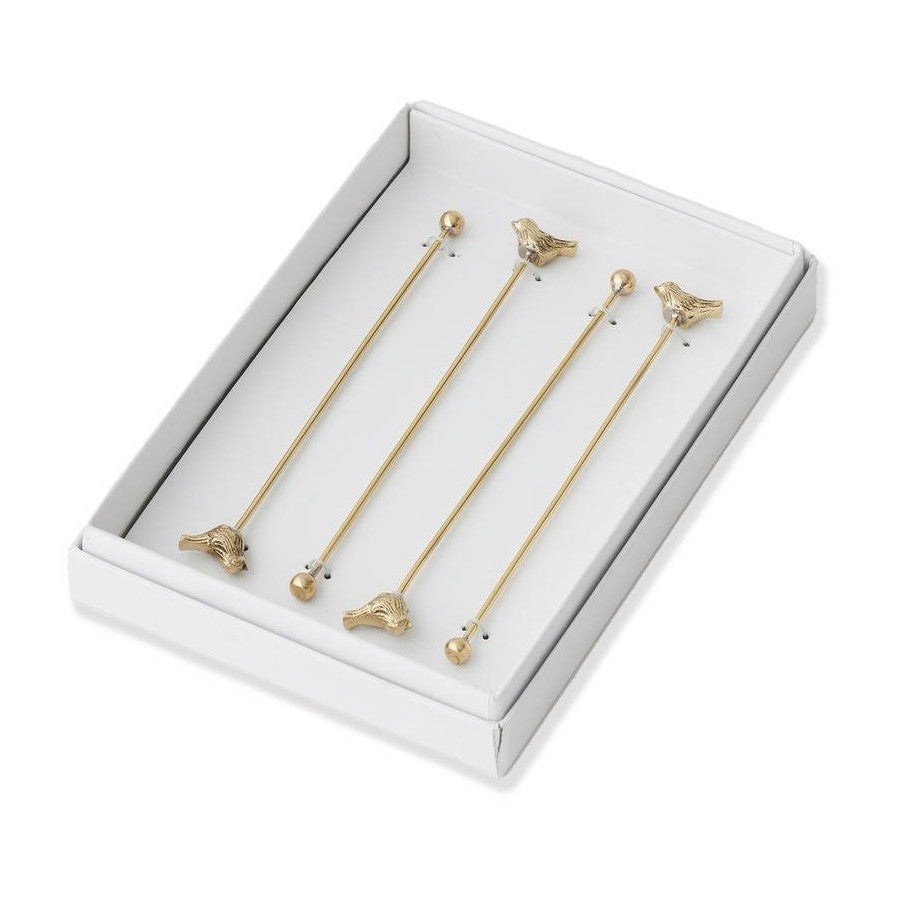 Bird Set of 4 Cocktail Stirrers - Gold