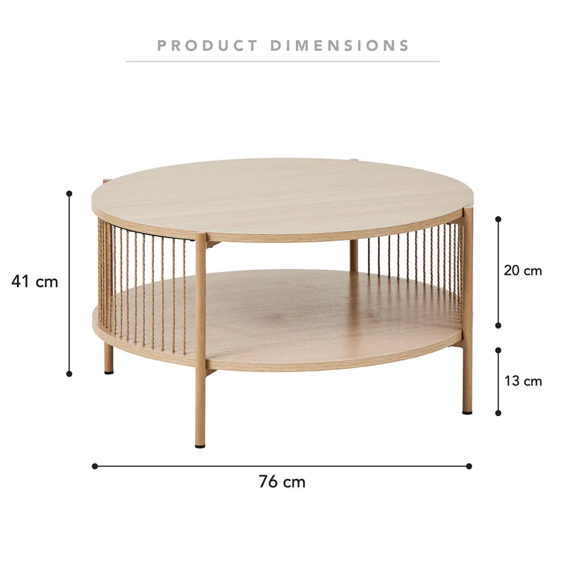Sabrina Curved Coffee Table Natural - 76cm