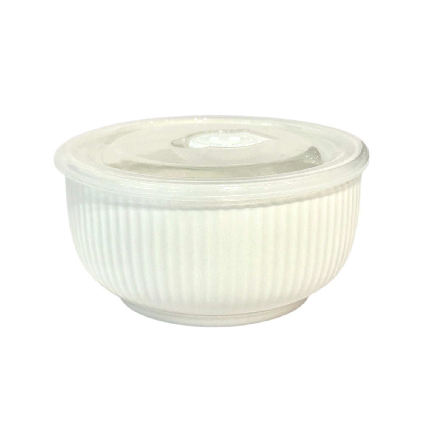 Clip n' Go Storage Bowl White Ribbed Ceramic 12.5cm