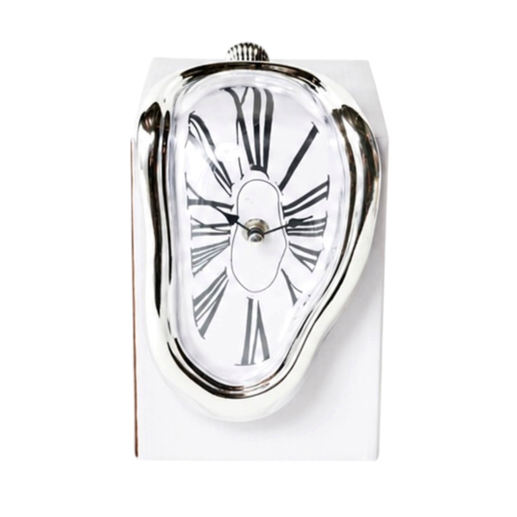 Hanging Dali Melting Clock 20cm - Chrome & White