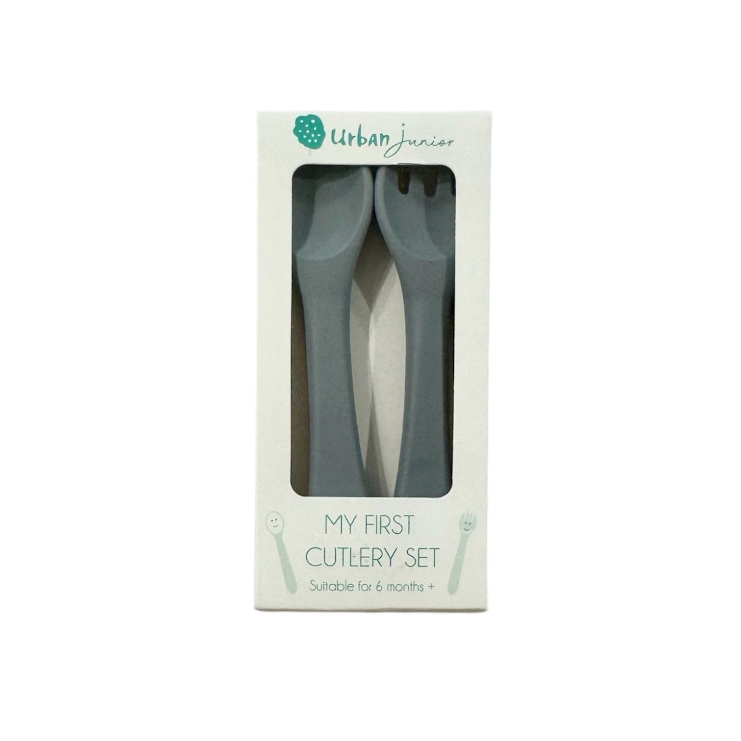 Silicone My First Cutlery 2 Piece Set Blue Grey