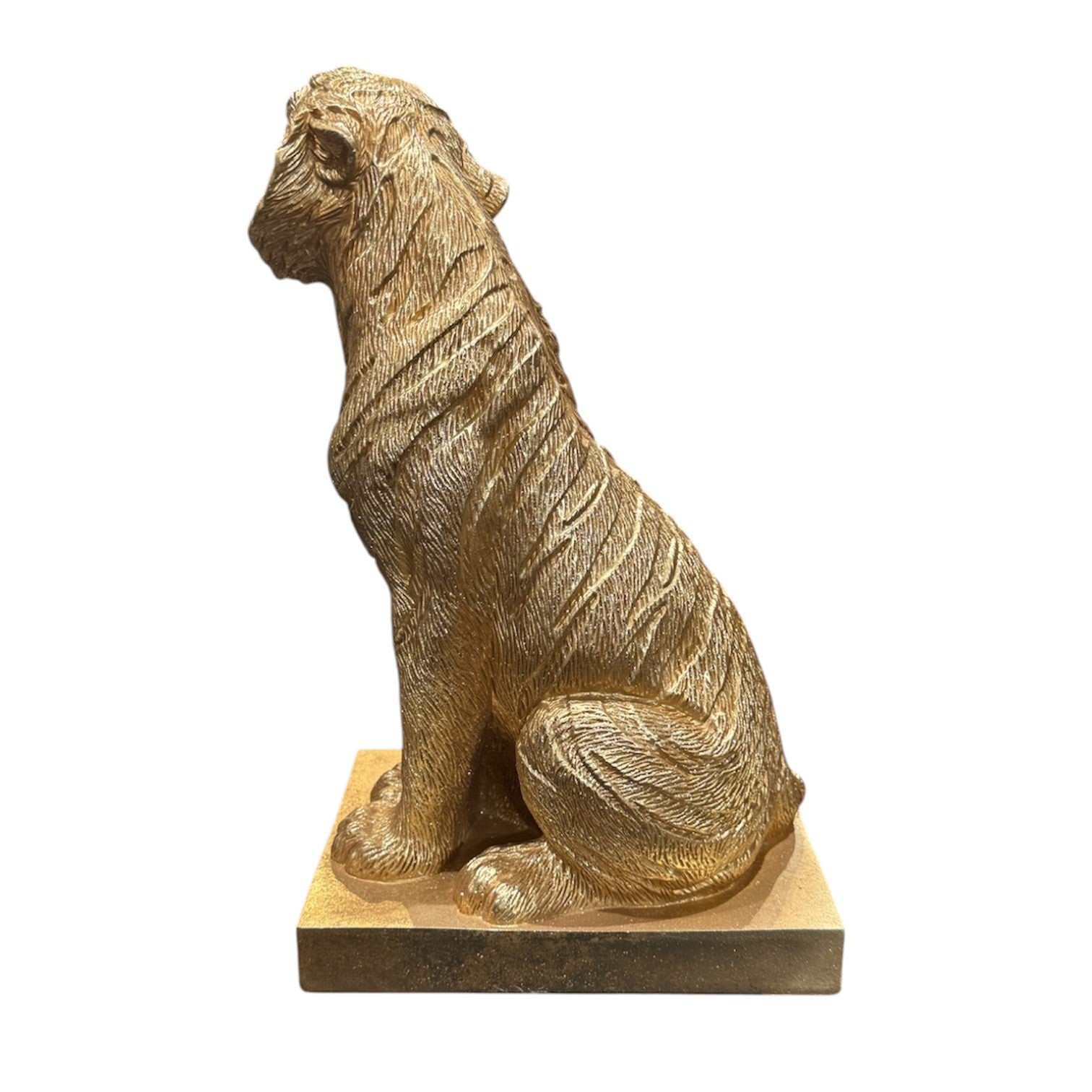 Iris Resin Sitting Tiger Statue Gold