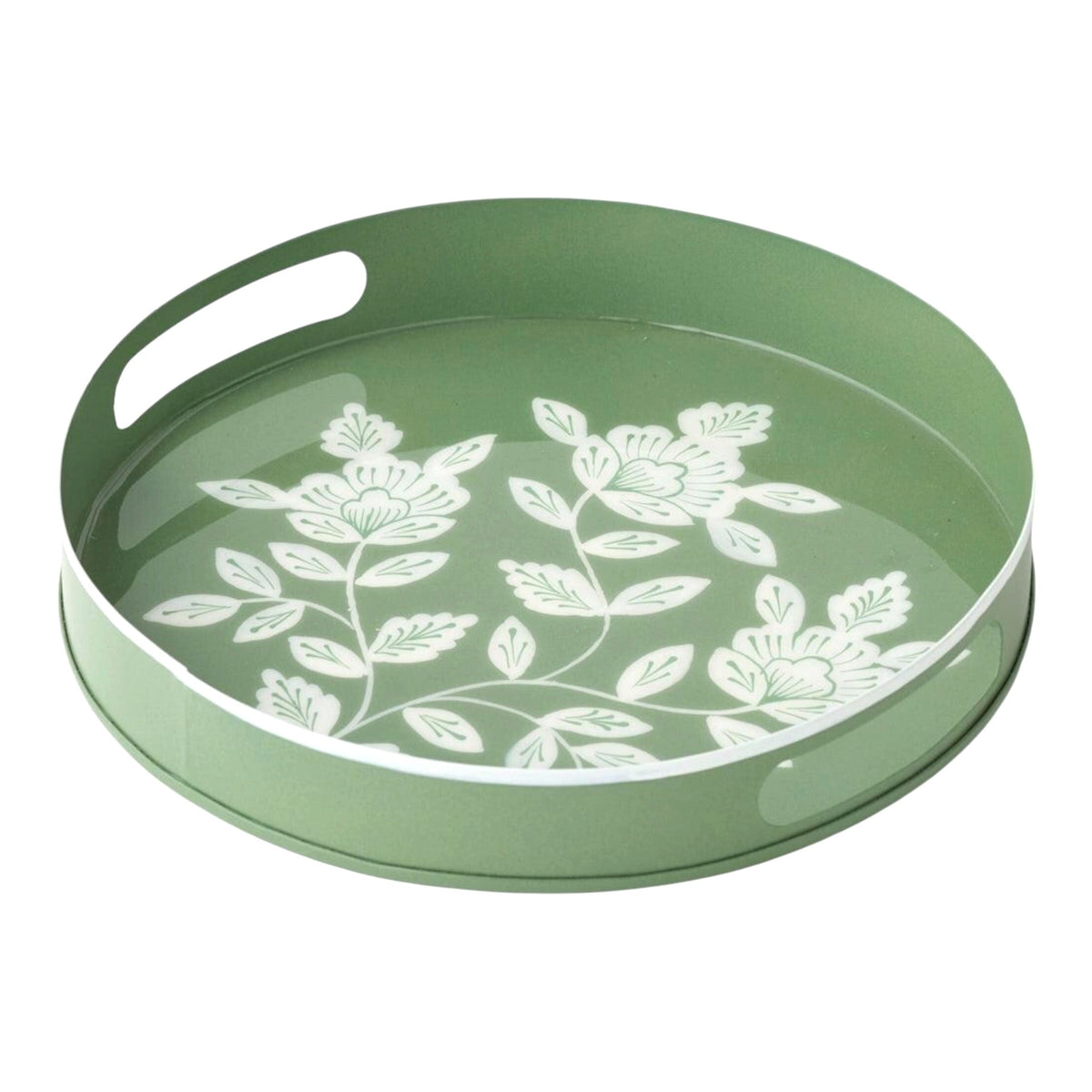 Meadow Bloom Iron Tray 26cm - Sage Green