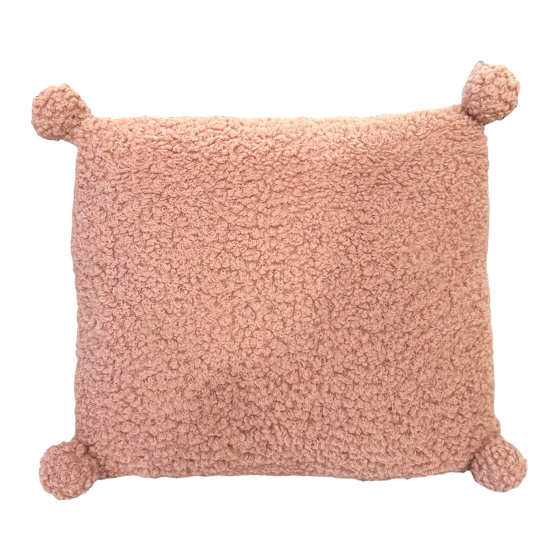 Pom Pom Boucle Cushion Dusty Rose Pink 40cm