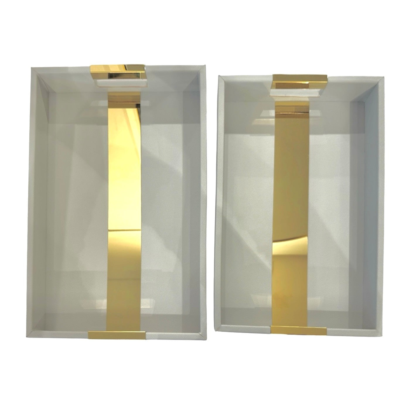 Maya Set of 2 Decor Trays - Grey & Gold