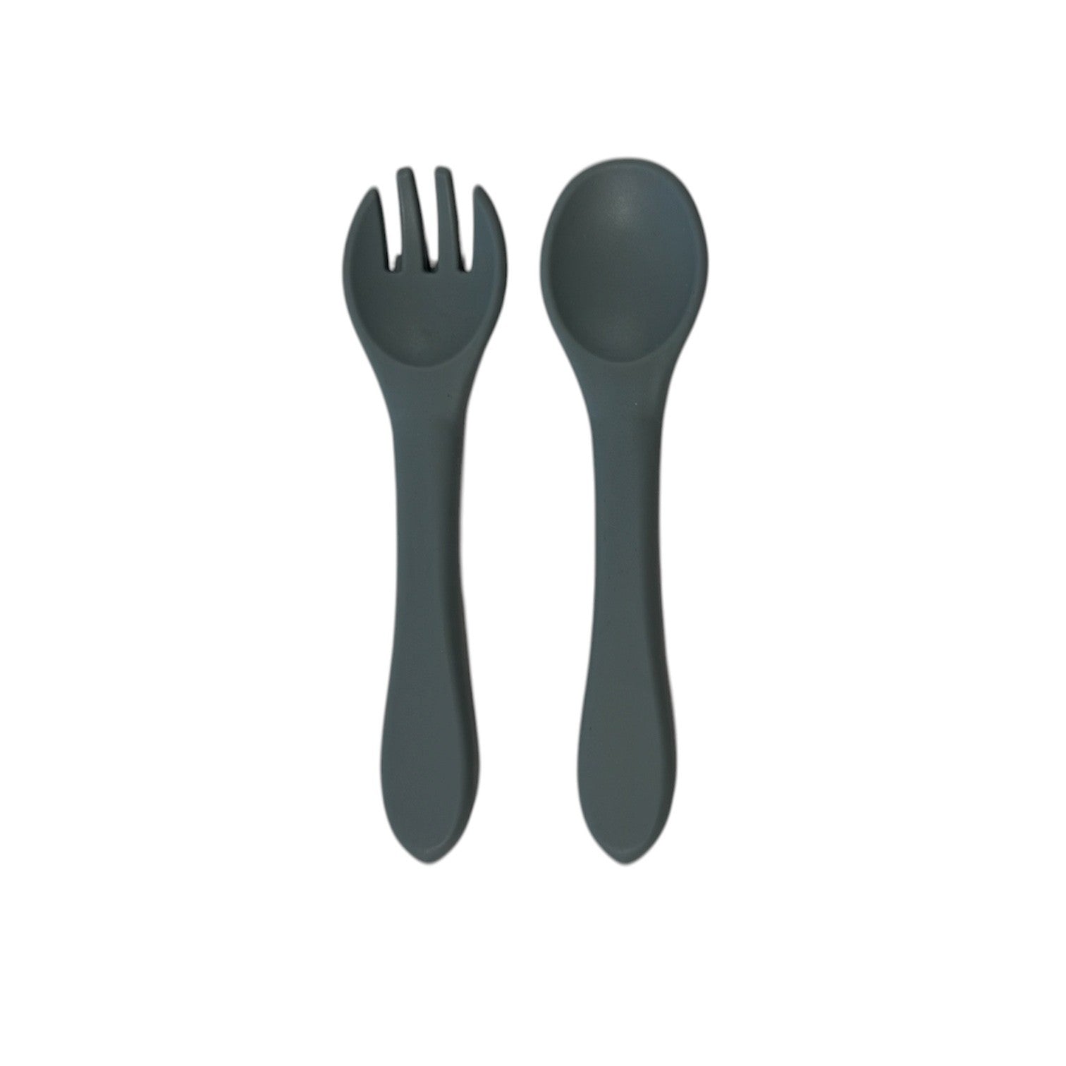 Silicone My First Cutlery 2 Piece Set Blue Grey