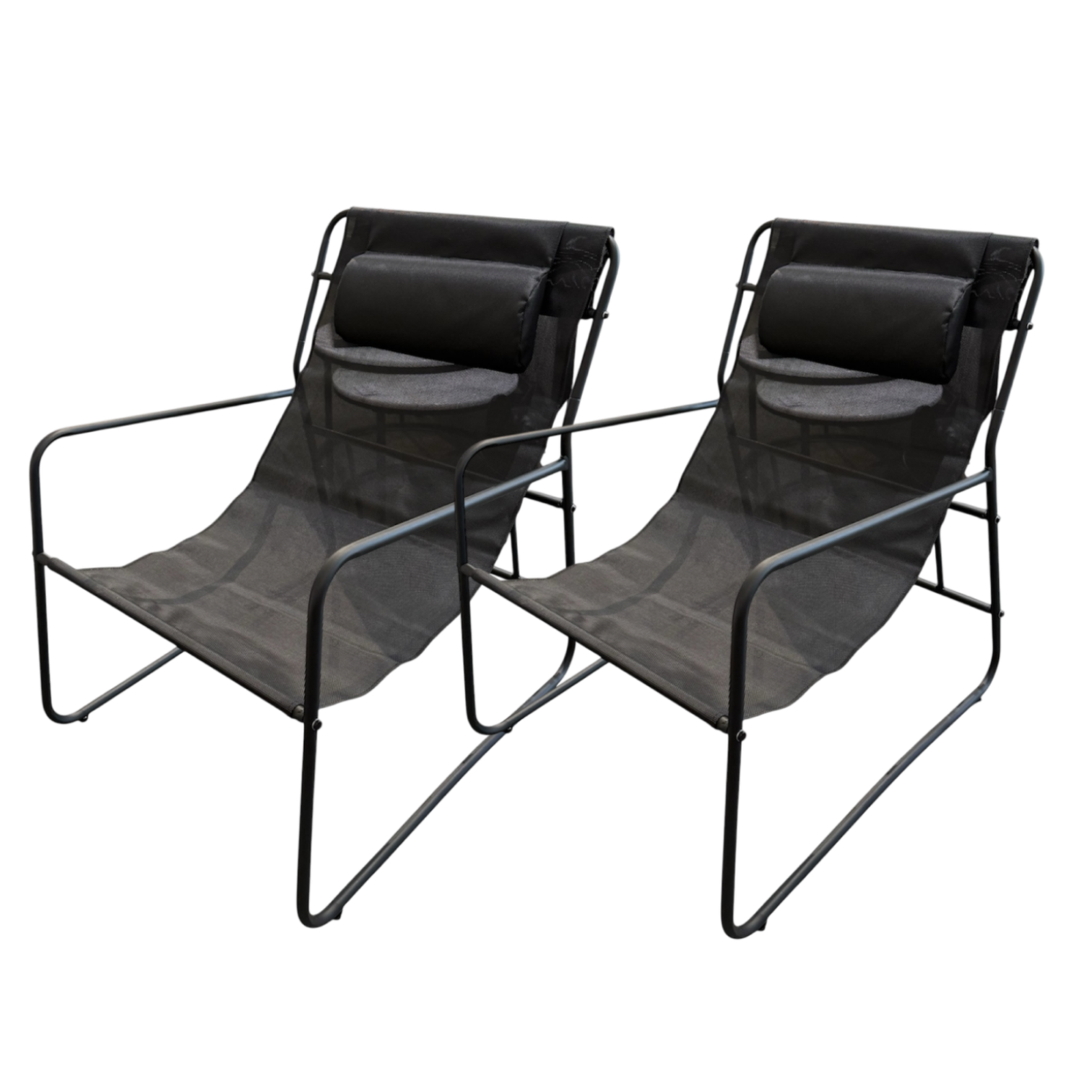 Palma Outdoor Sling Chair Metal Frame Black Set/2