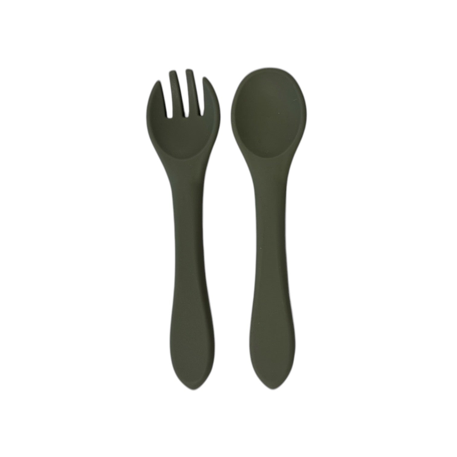 Silicone My First Cutlery 2 Piece Set Green Grey