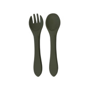 Silicone My First Cutlery 2 Piece Set Green Grey
