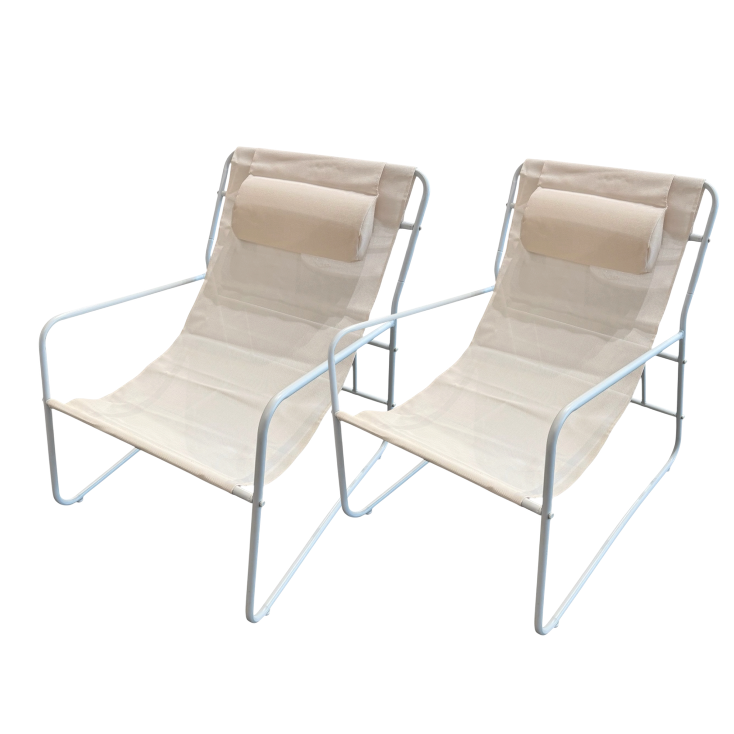 Palma Outdoor Sling Chair Metal Frame Off White Set/2