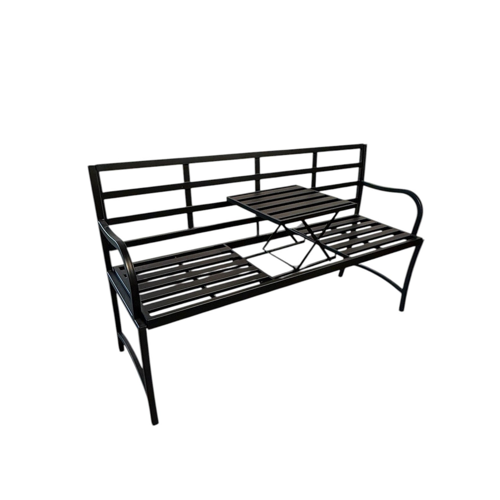 Lucinda 3-Seater Garden Bench Seat with Built in Table Black