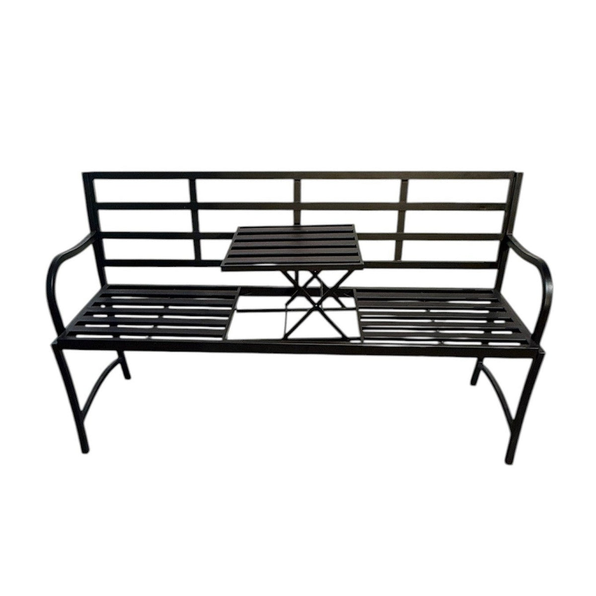 Lucinda 3-Seater Garden Bench Seat with Built in Table Black
