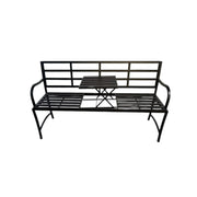 Lucinda 3-Seater Garden Bench Seat with Built in Table Black