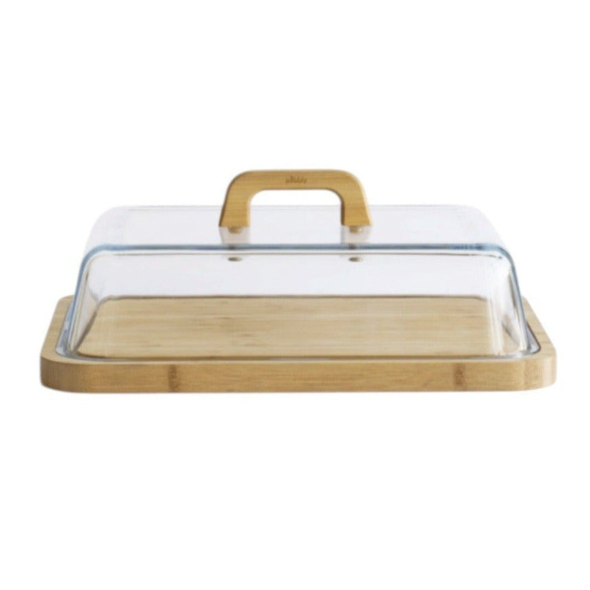 Pebbly Glass & Bamboo Cheese Board