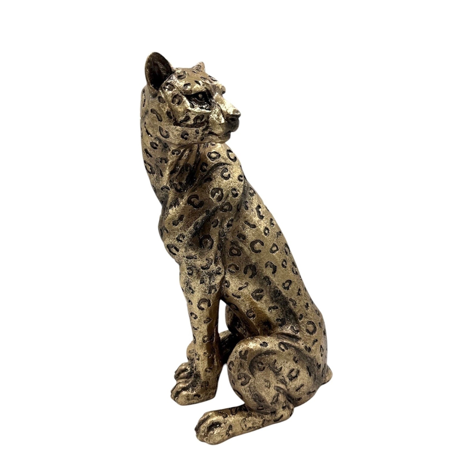 Iona Cheetah Sitting Resin Statue Gold