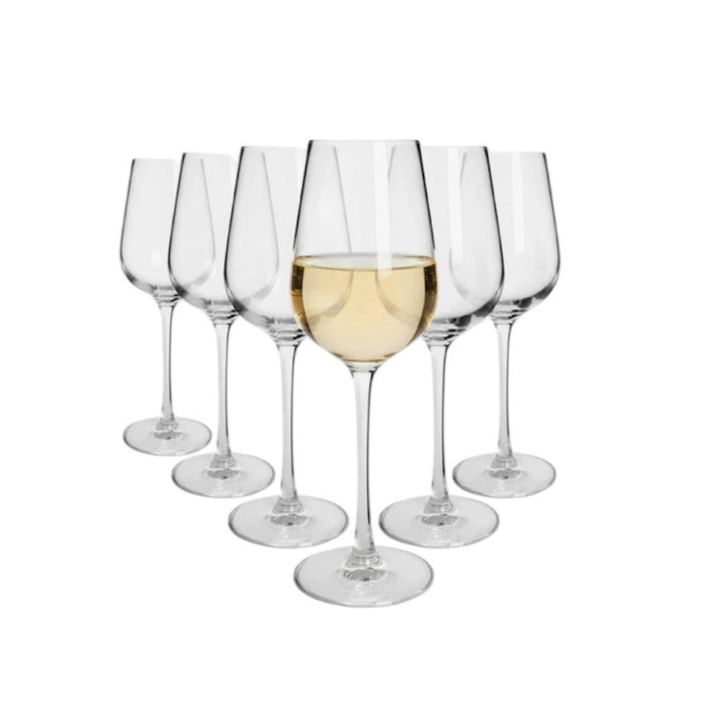 Knightsbridge Crystal White Wine Glasses Pack of 6 - 400ml