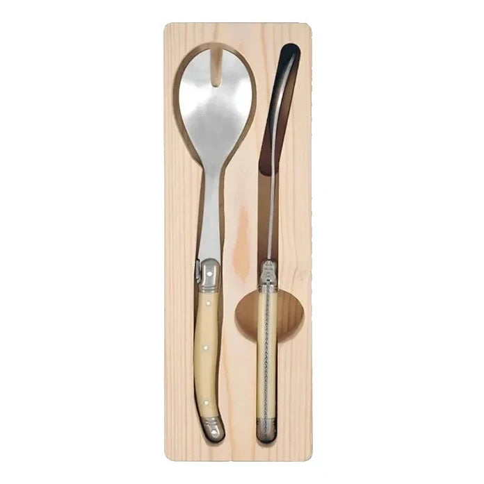 Laguiole Silhouette 28.5cm Salad Servers 2 pce - Ivory