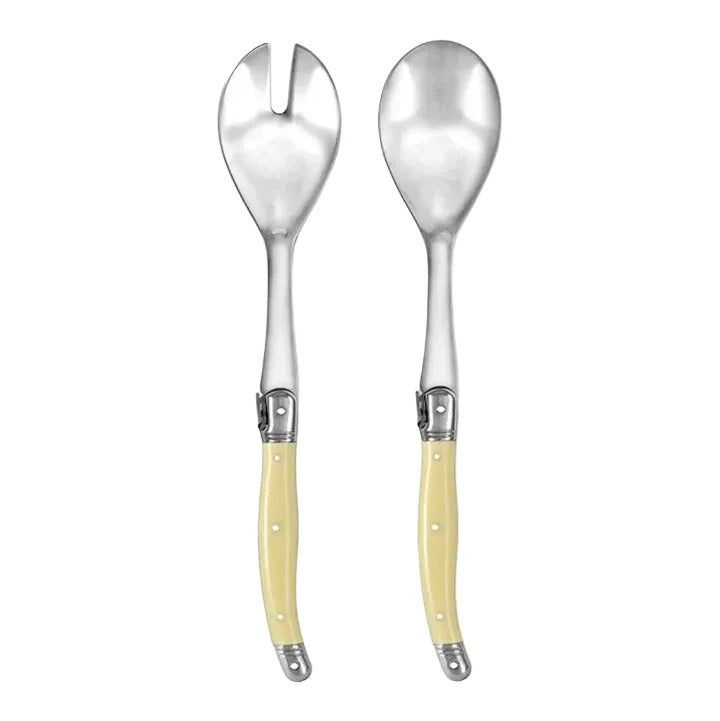 Laguiole Silhouette 28.5cm Salad Servers 2 pce - Ivory