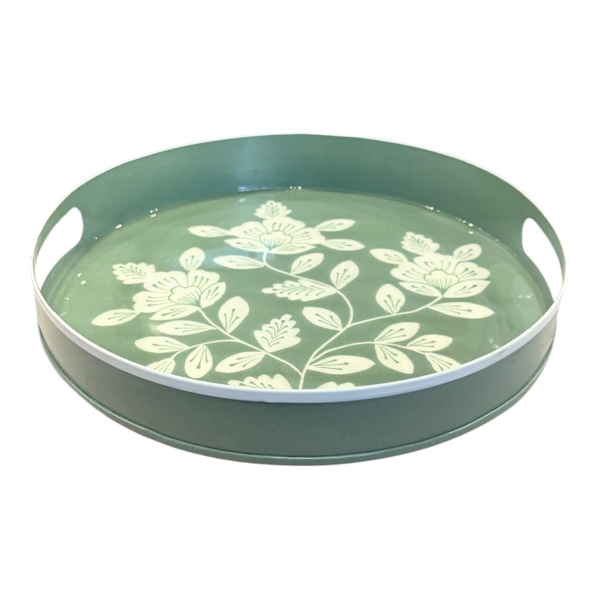 Meadow Bloom Iron Tray 26cm - Sage Green