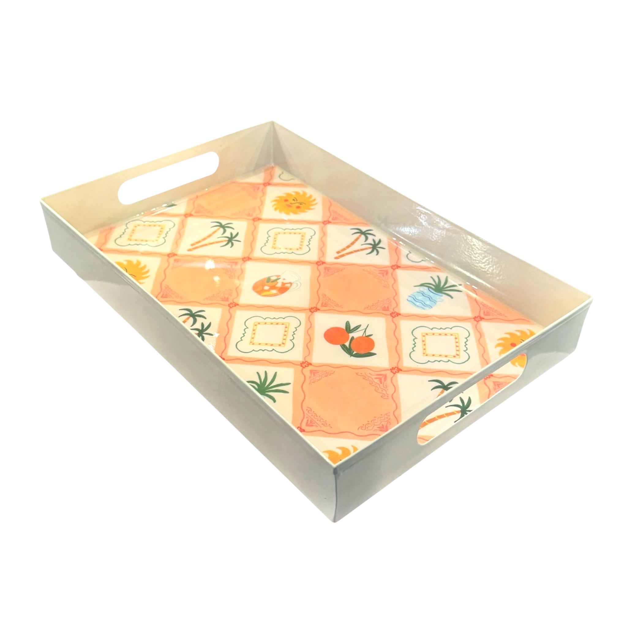 Azure Coast Iron Tray Rectangle 32cm - Peach/Multi
