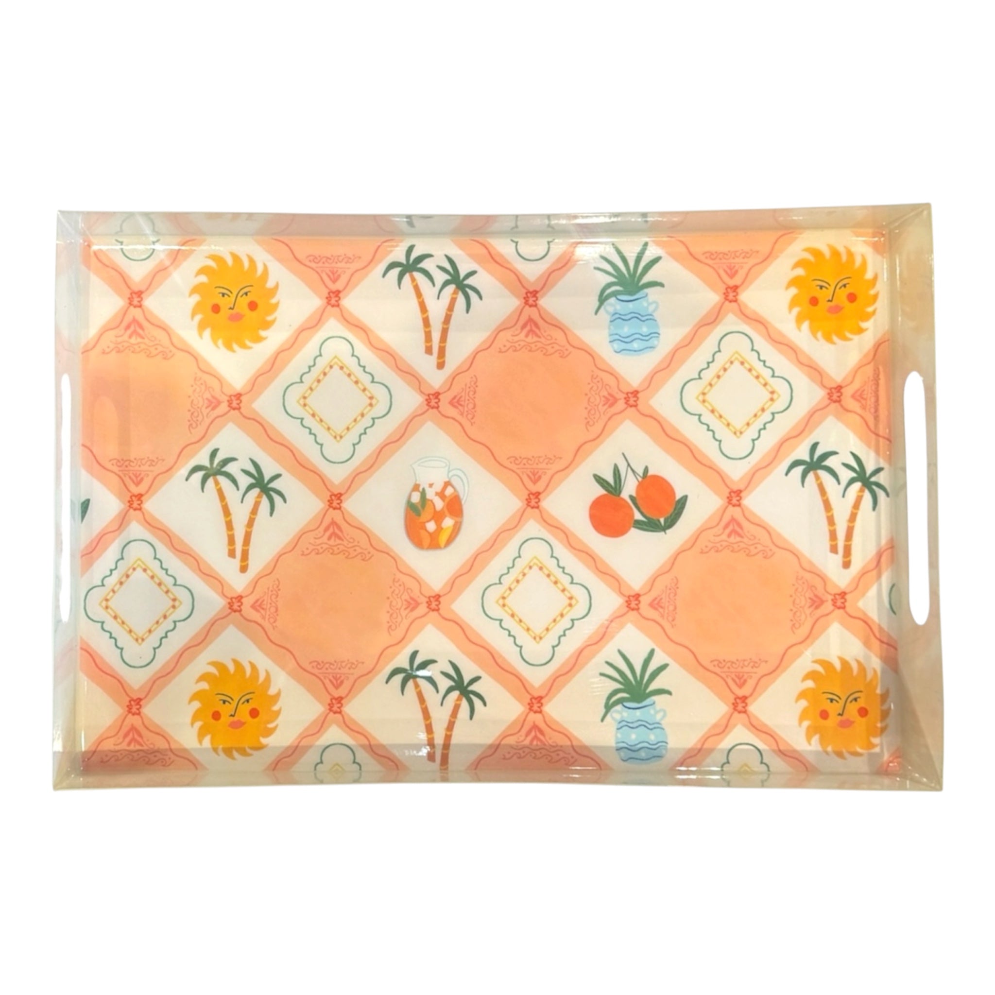 Azure Coast Iron Tray Rectangle 32cm - Peach/Multi