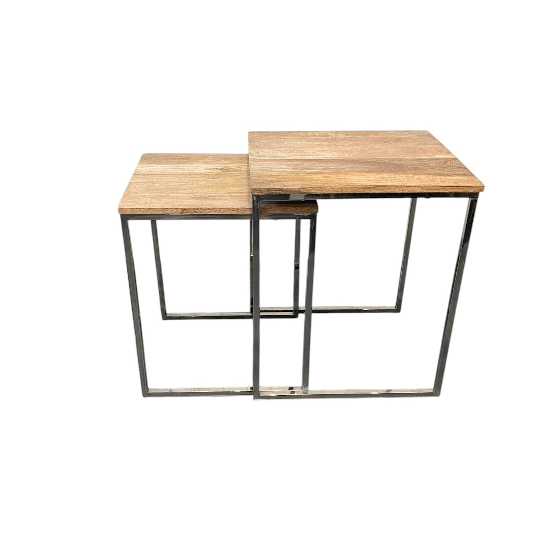 Joel Side Table Set 2 Timber and Chrome