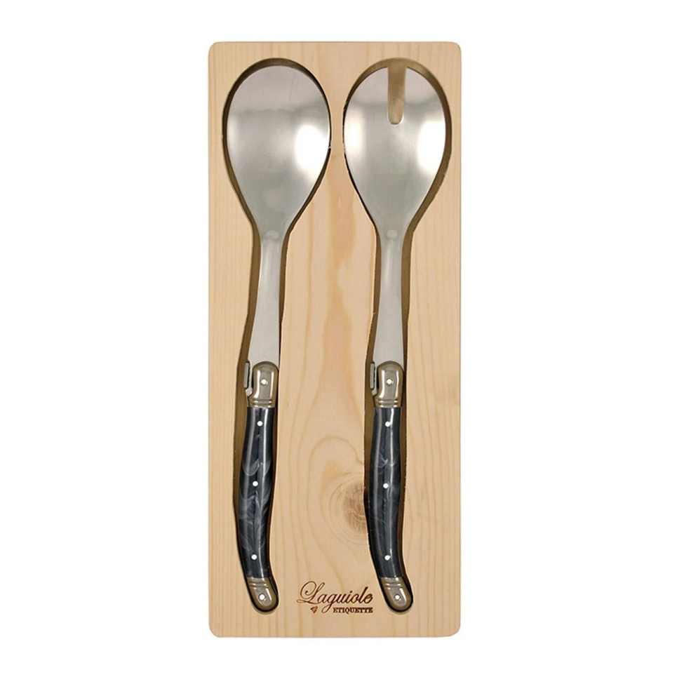 Laguiole Etiquette 28cm Salad Servers 2 pce - Black
