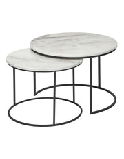 Ariana Nesting Stone Top Coffee Tables Black (Set of Two)