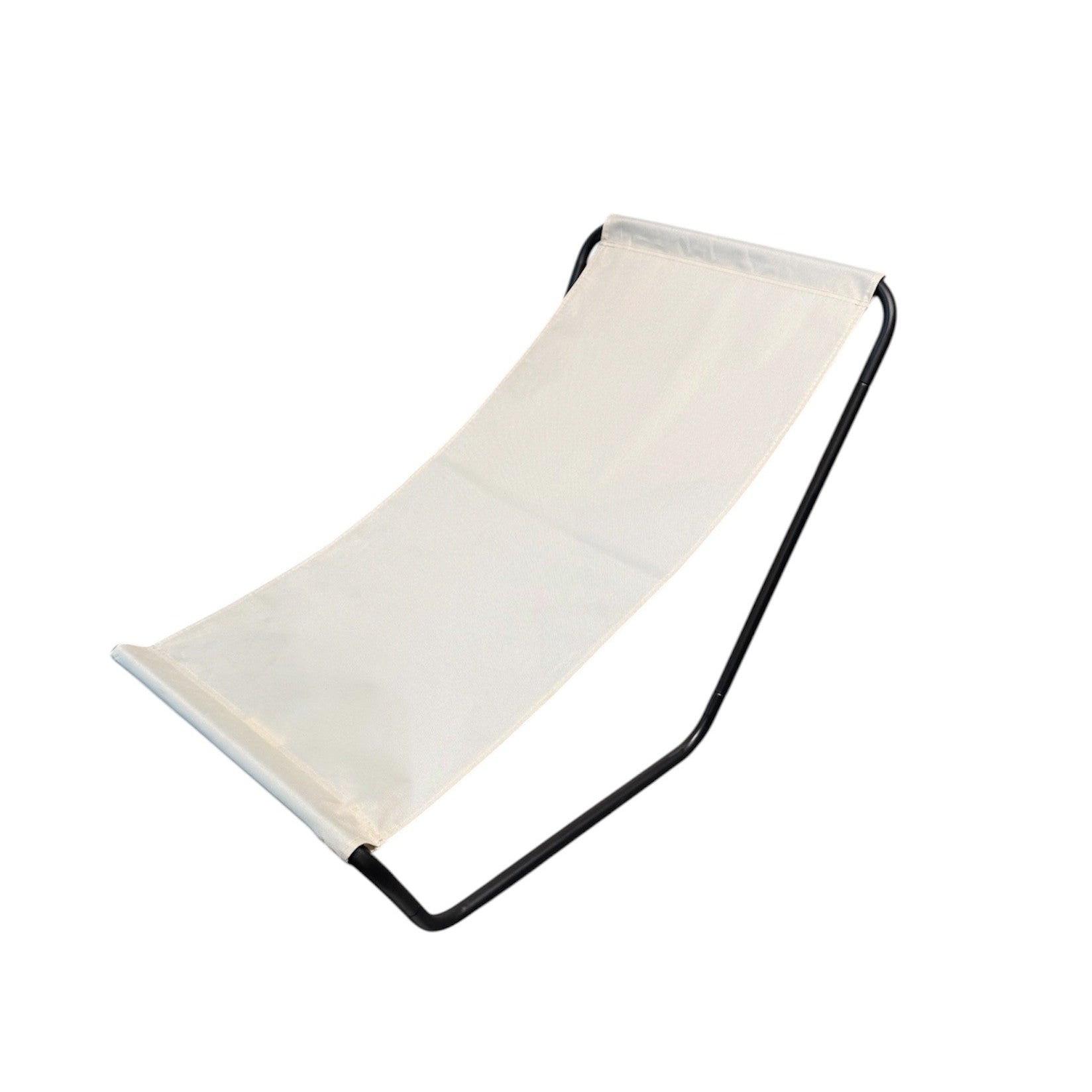 Collapsible Beach Lounger Black and Cream