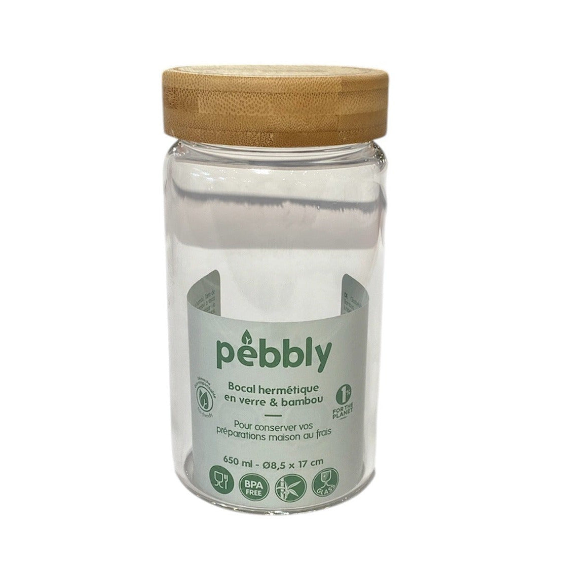 Pebbly Glass Container With Screw Top Lid 650 ml