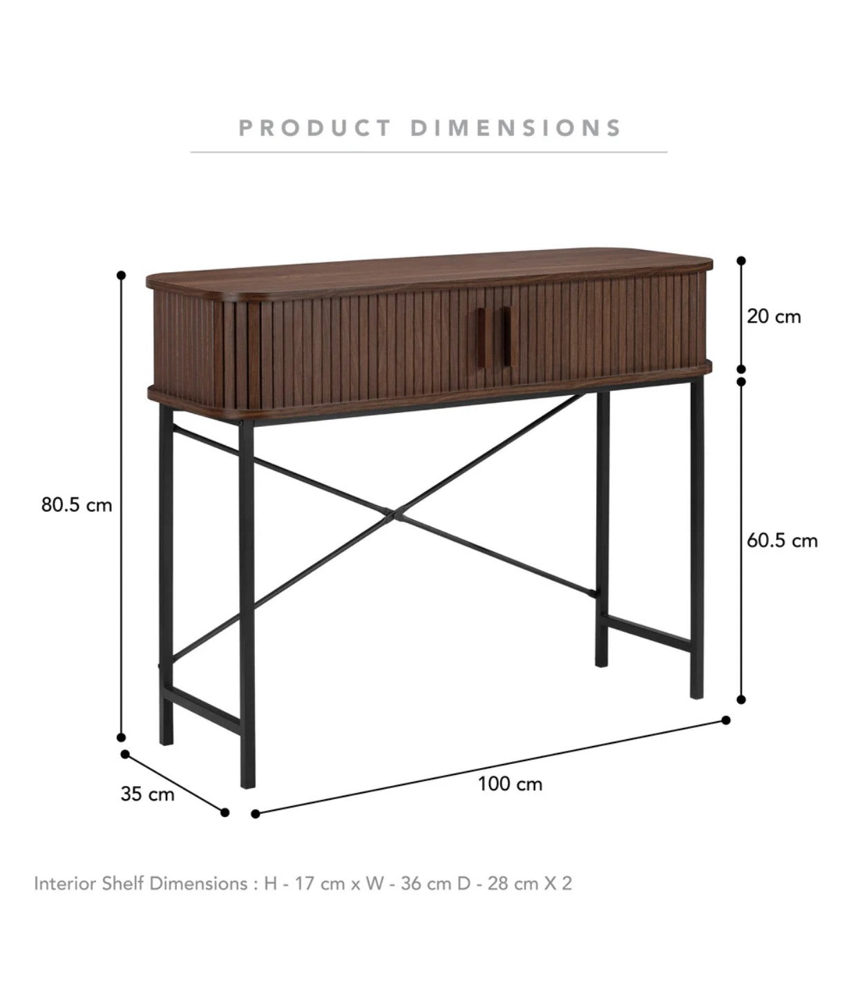 Piper Console Walnut - 100cm