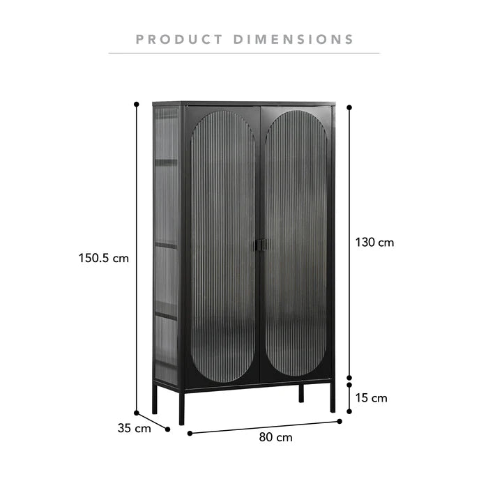 Juno Large Metal Cabinet Black - 150.5cm