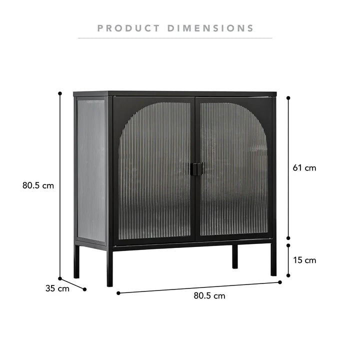 Juno Small Metal Cabinet Black - 80cm