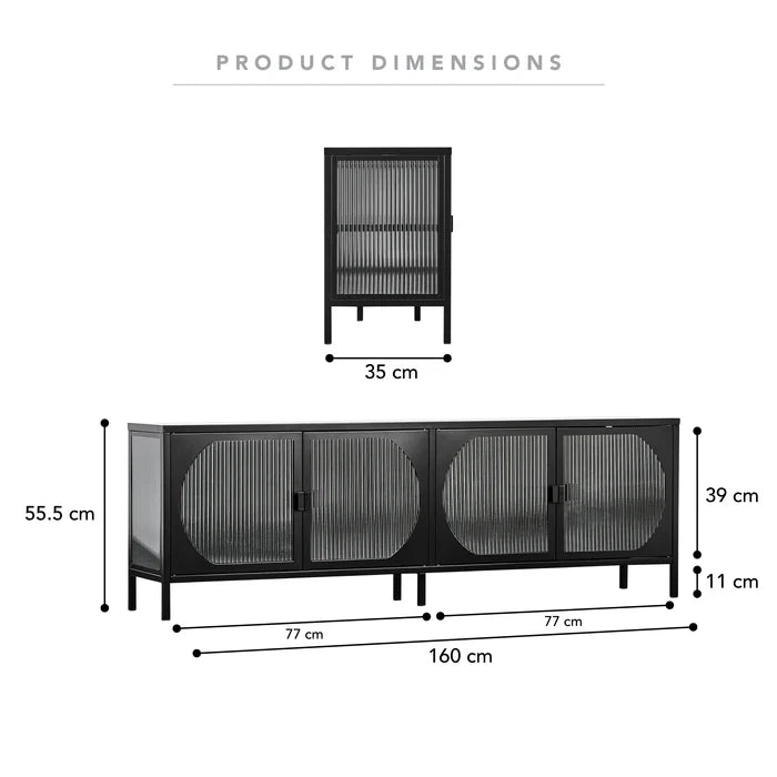 Juno Metal Entertainment Unit Black - 160cm
