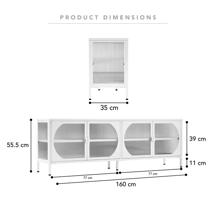 Juno Metal Entertainment Unit White - 160cm