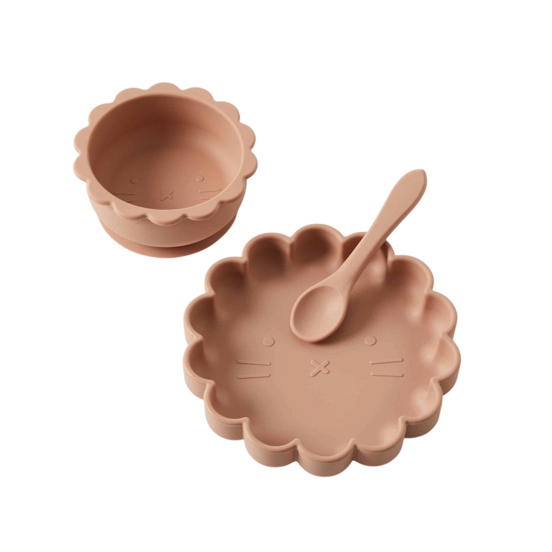 Nordic Kids Henny Silicone 3 Piece Dining Set Terracotta