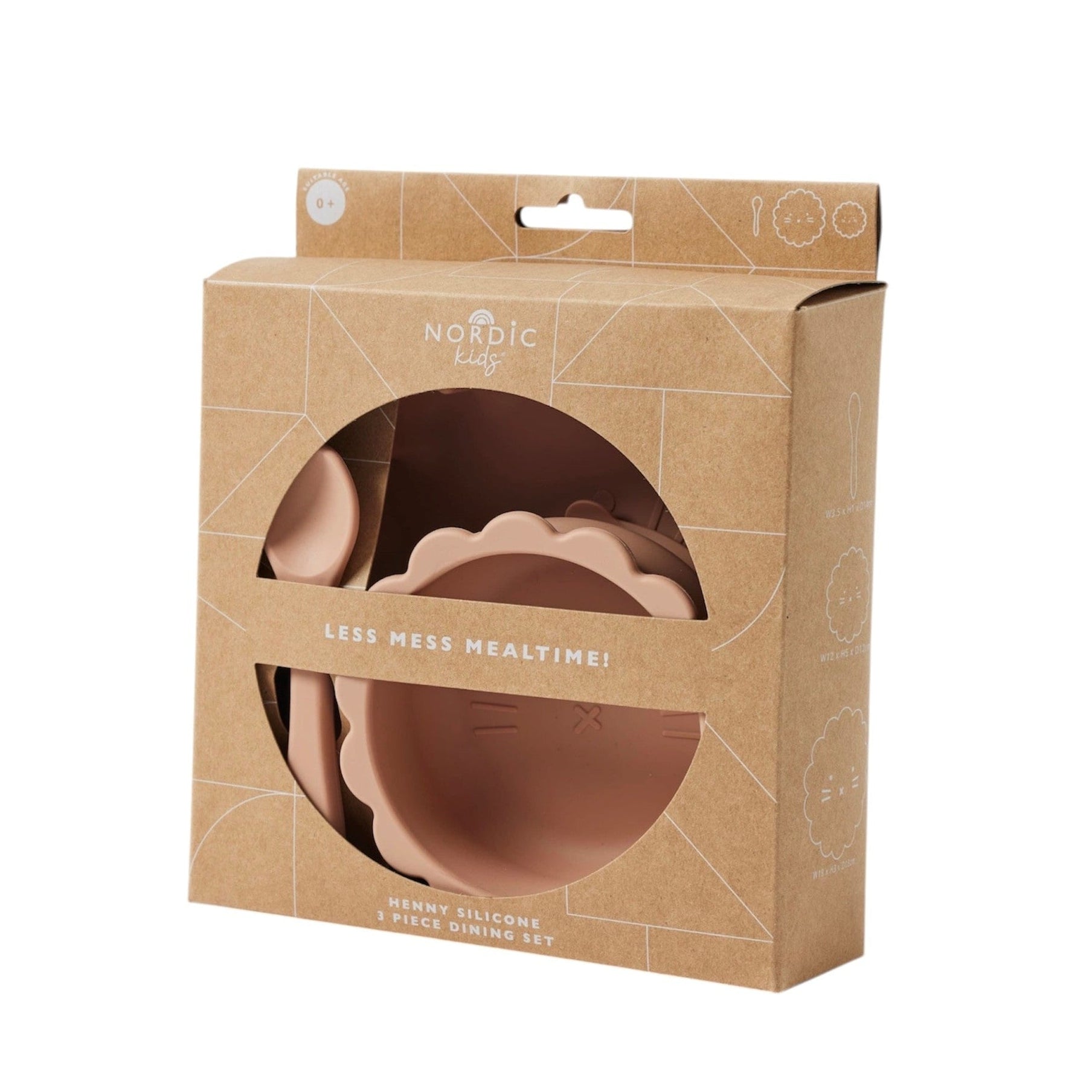 Nordic Kids Henny Silicone 3 Piece Dining Set Terracotta