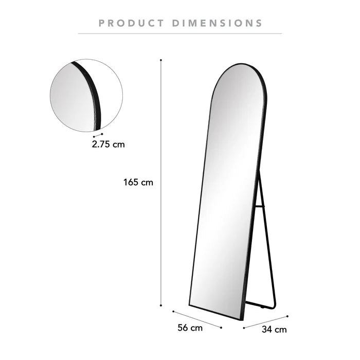 Ora Arch Mirror Free Standing Full Length 165cm Black