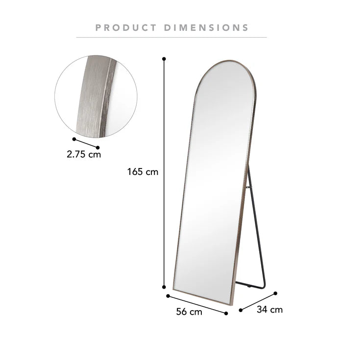 Ora Arch Mirror Free Standing Full Length 165cm Gunmetal