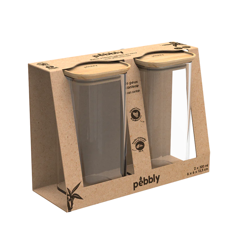 Pebbly Glass Container Set 2 320 ml