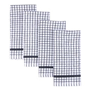 Cotton Check Absorbent Tea Towels Black Pack of 4