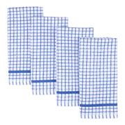 Cotton Check Absorbent Tea Towels Blue Pack of 4