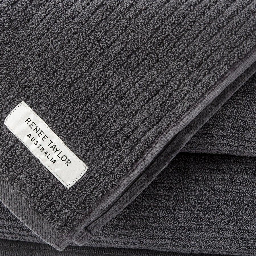 Renee Taylor Cobblestone 650 GSM Cotton Ribbed Towel - Granite