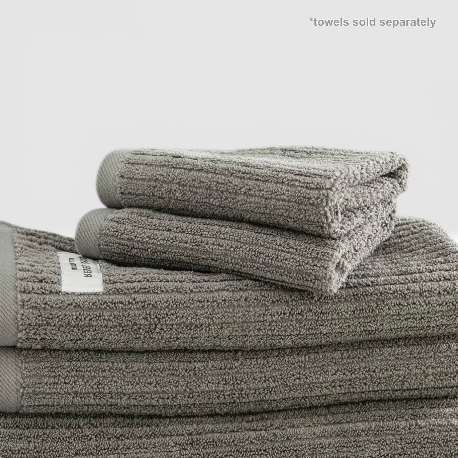 Renee Taylor Cobblestone 650 GSM Cotton Ribbed Hand Towels - Platinum