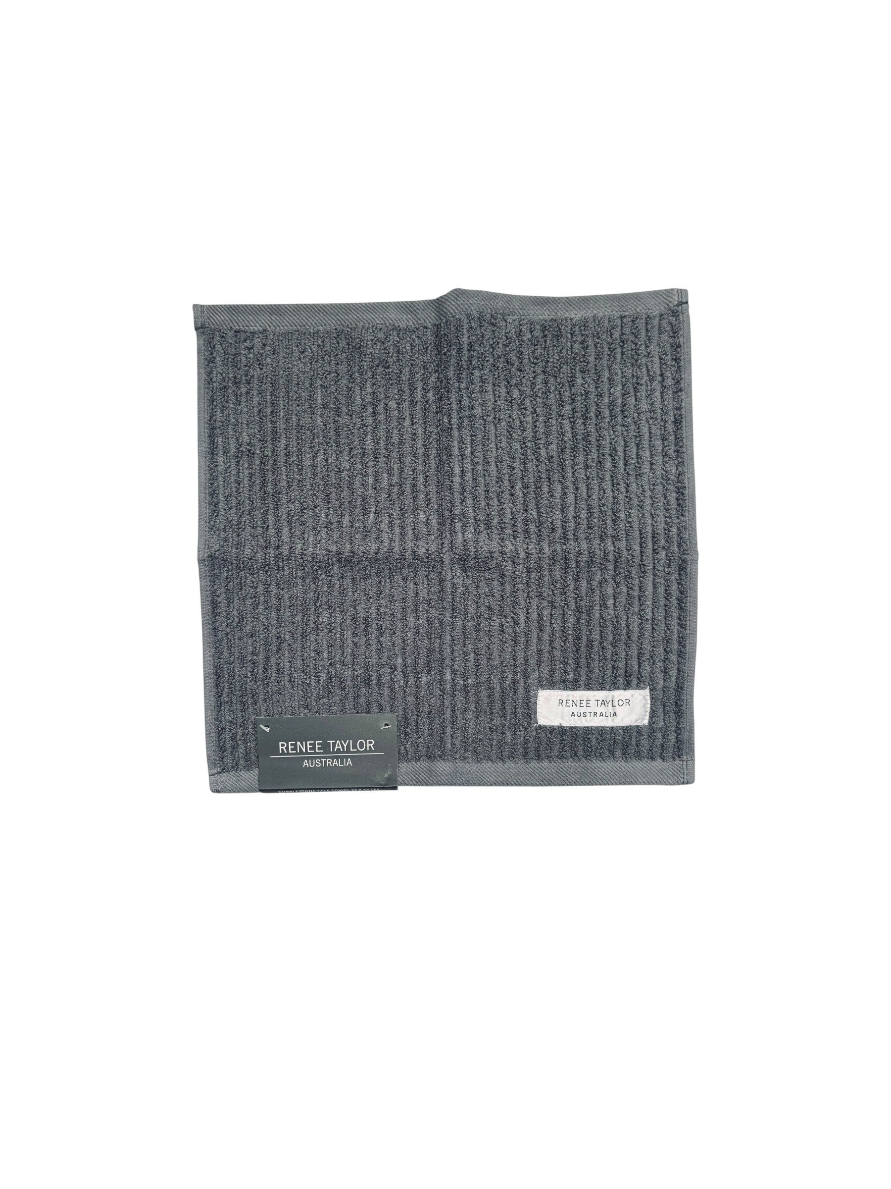 Renee Taylor Cobblestone 650 GSM Cotton Ribbed Face Towels - Granite