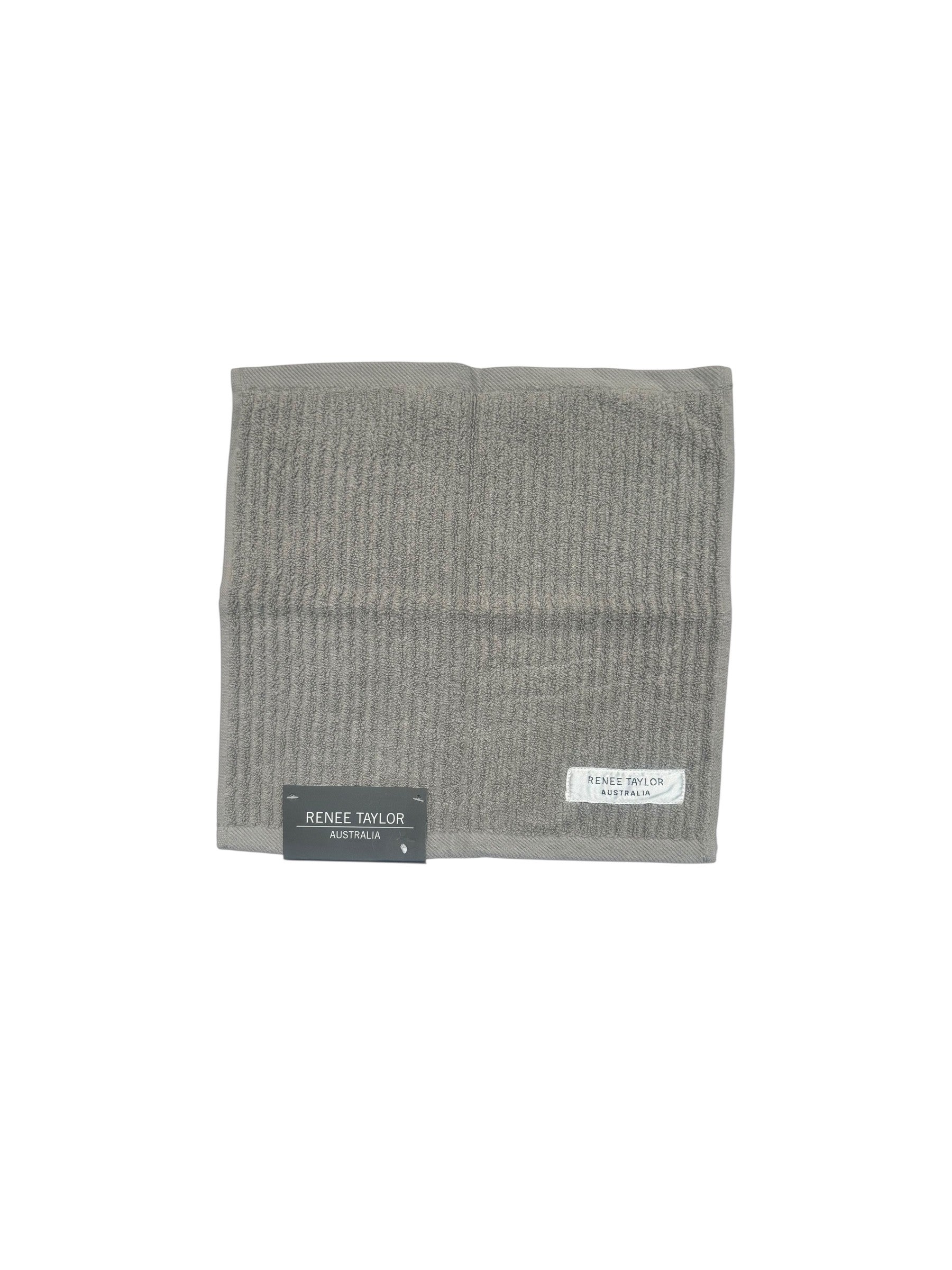 Renee Taylor Cobblestone 650 GSM Cotton Ribbed Face Towels - Platinum