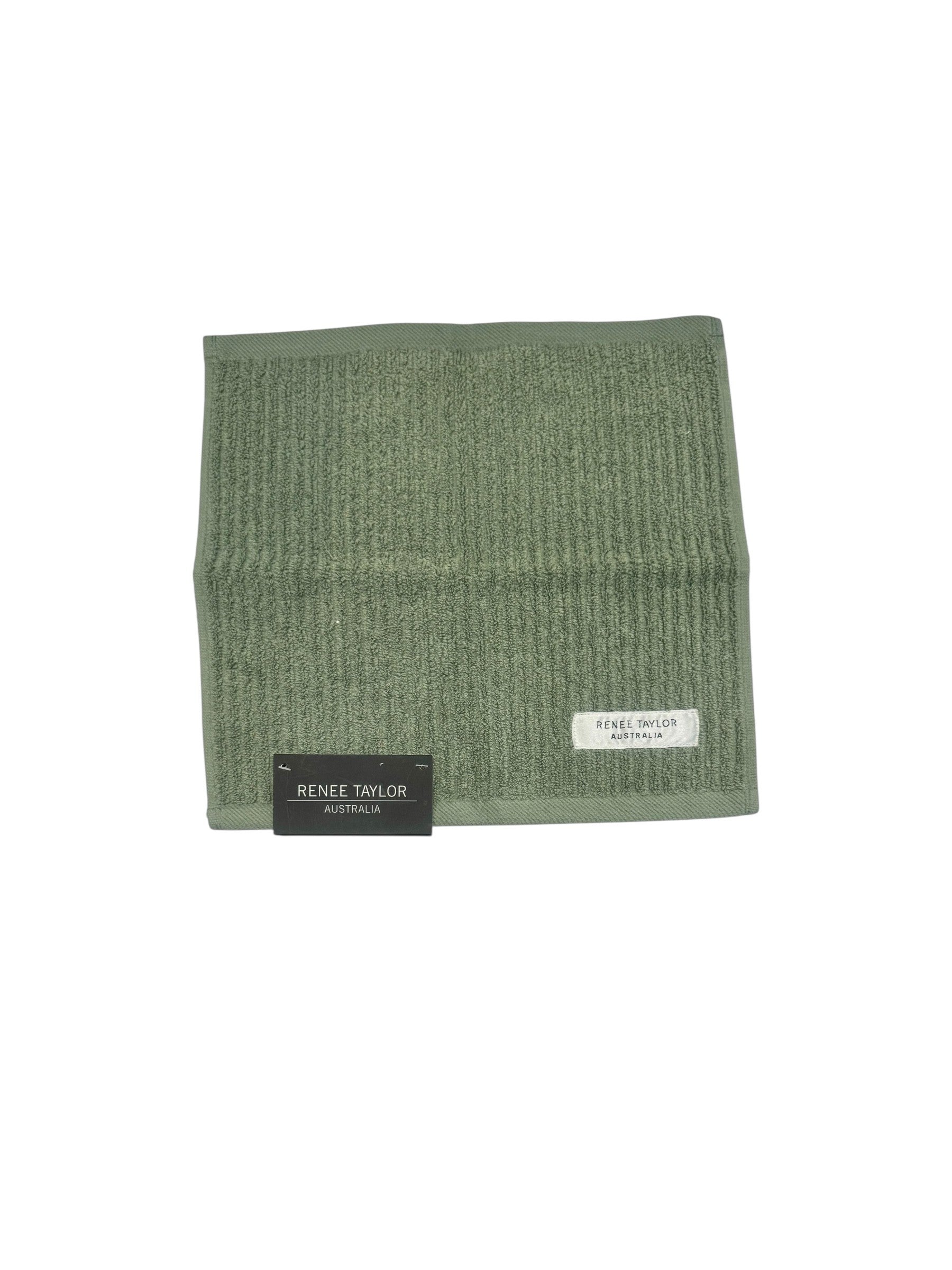 Renee Taylor Cobblestone 650 GSM Cotton Ribbed Face Towels - Sage