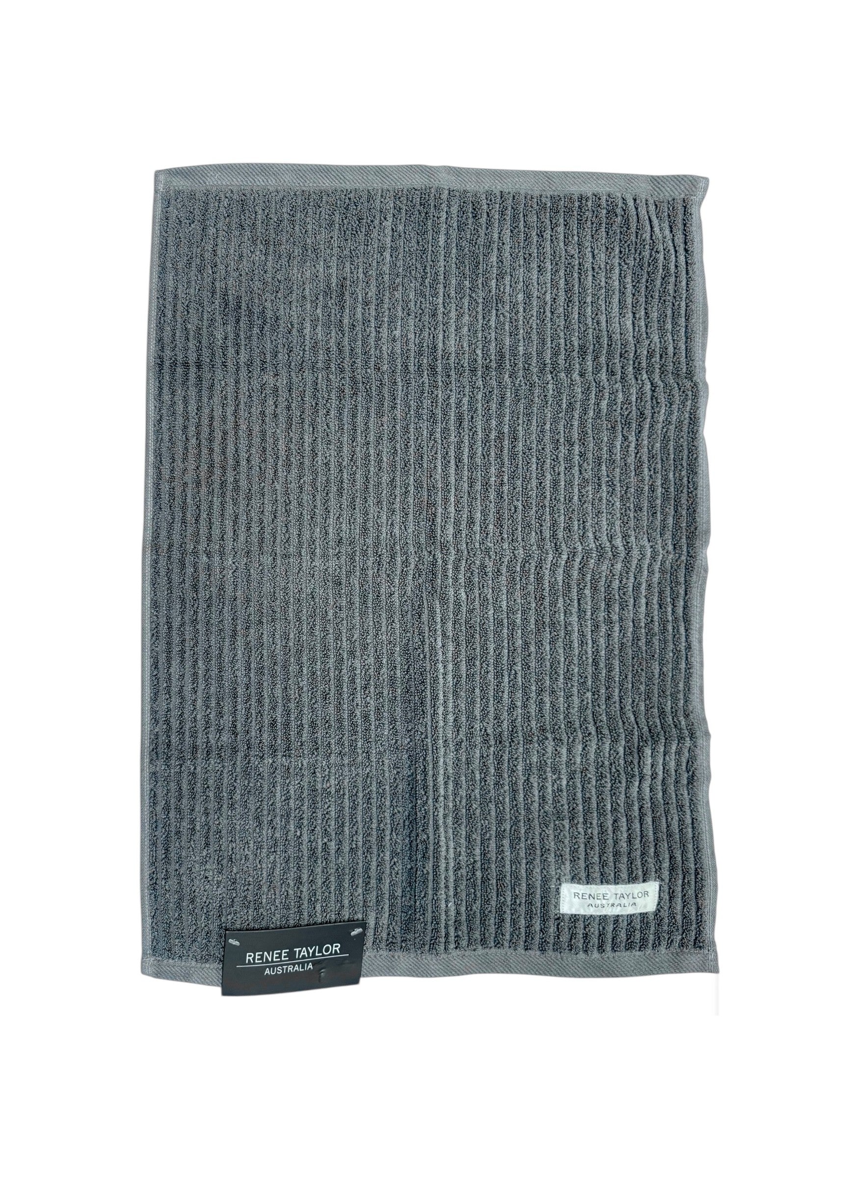 Renee Taylor Cobblestone 650 GSM Cotton Ribbed Hand Towels - Granite